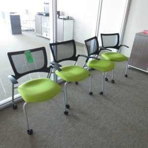 (4) Green roll around chairs